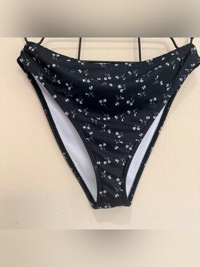 Peek & Beau Black Floral High Waist Bikini Bottom Size 4